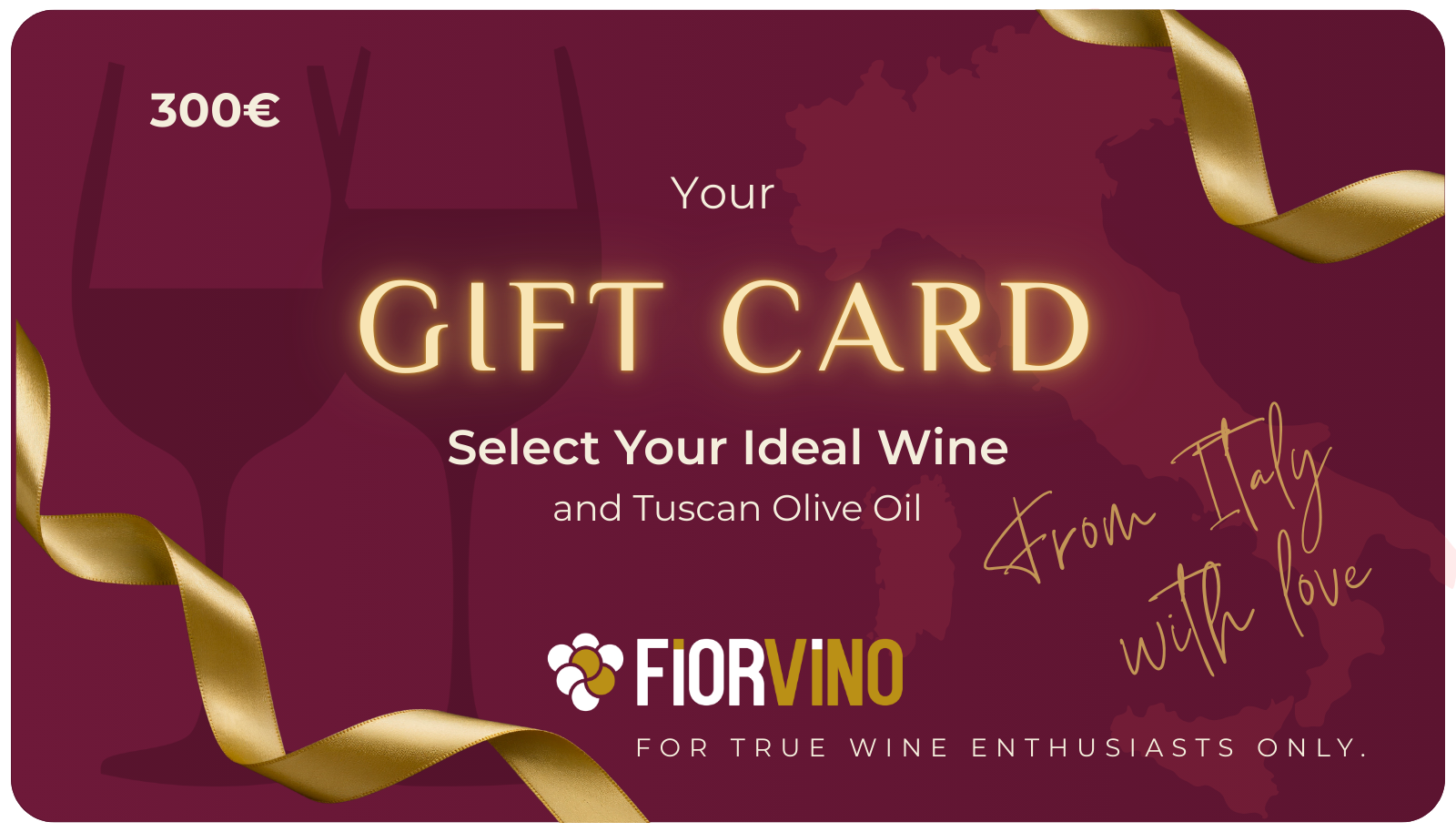 Digital gift card from Fiorvino for Italian wine and organic olive oil purchases
