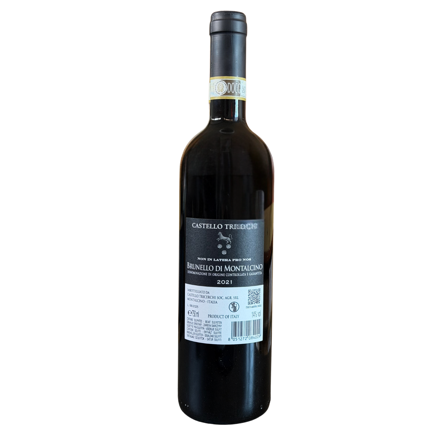 Castello Tricerchi Brunello di Montalcino DOCG 2021 bottle – traditional Sangiovese Grosso from northern Montalcino - back