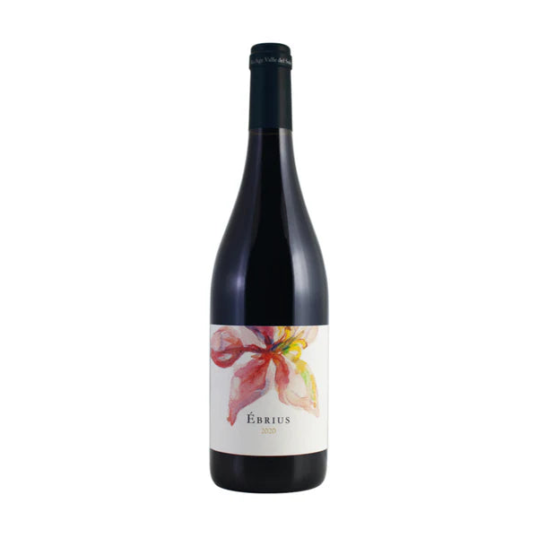 Bottle of Ebrius Sangiovese 2023 organic red wine by Valle del Sole, a Tuscan Sangiovese shown on a plain background.