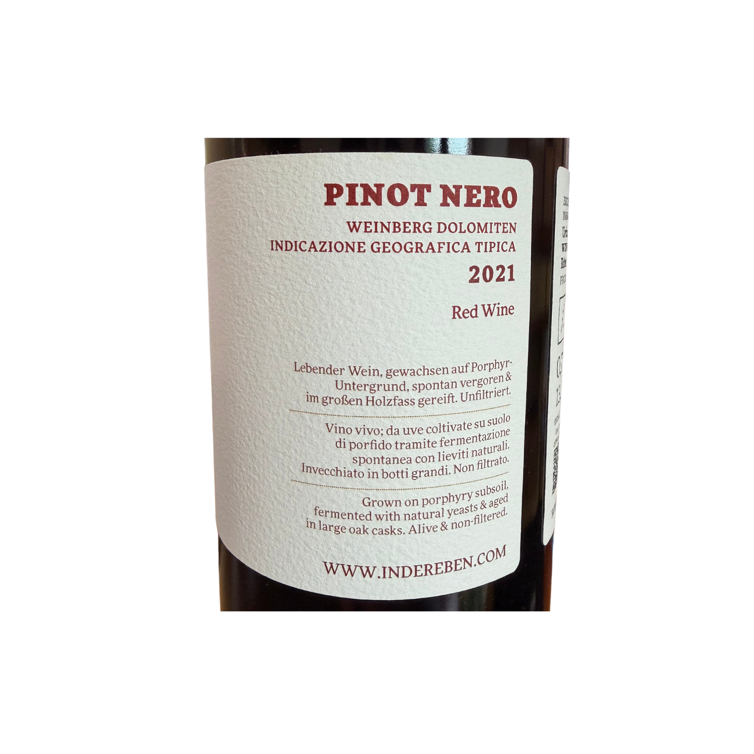 Pinot Nero In Der Eben 2021 – Biodynamic Alto Adige Pinot Noir - bottle label 1