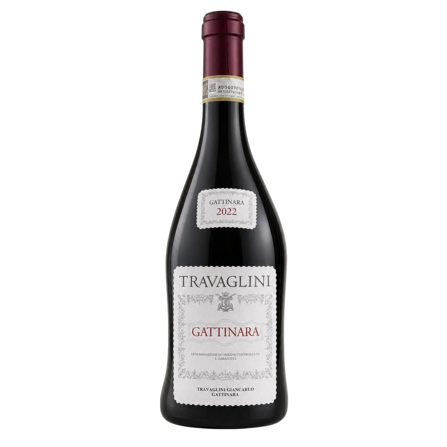 Travaglini Gattinara DOCG 2022 red wine bottle with original front label, Nebbiolo from Alto Piemonte, available at Fiorvino.