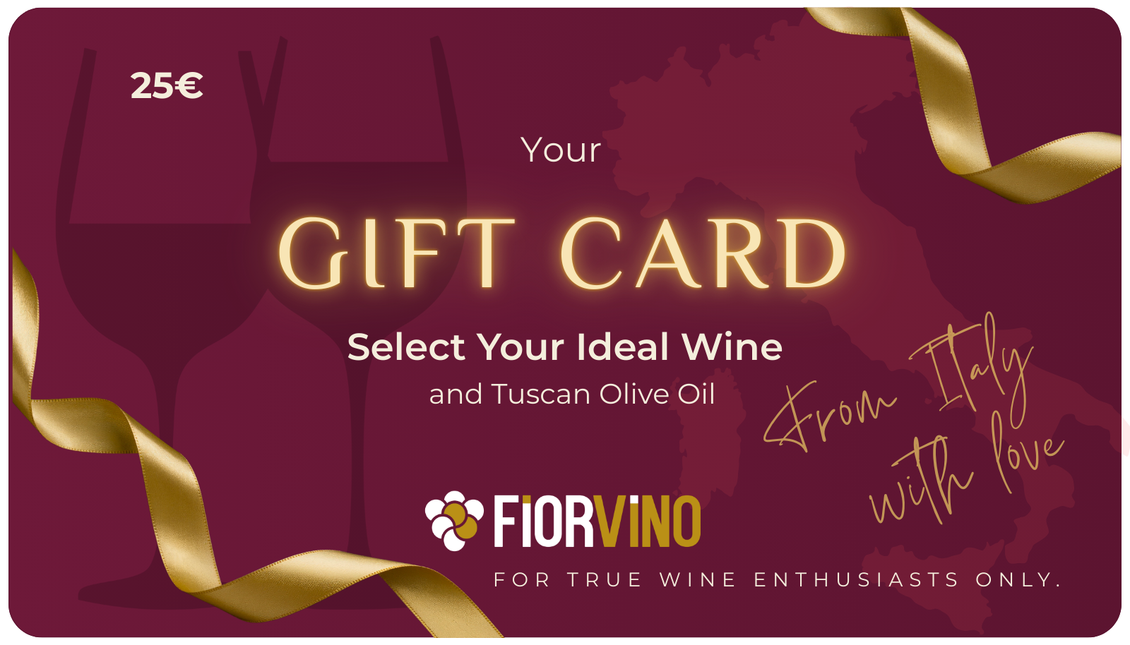 Digital gift card from Fiorvino for Italian wine and organic olive oil purchases
