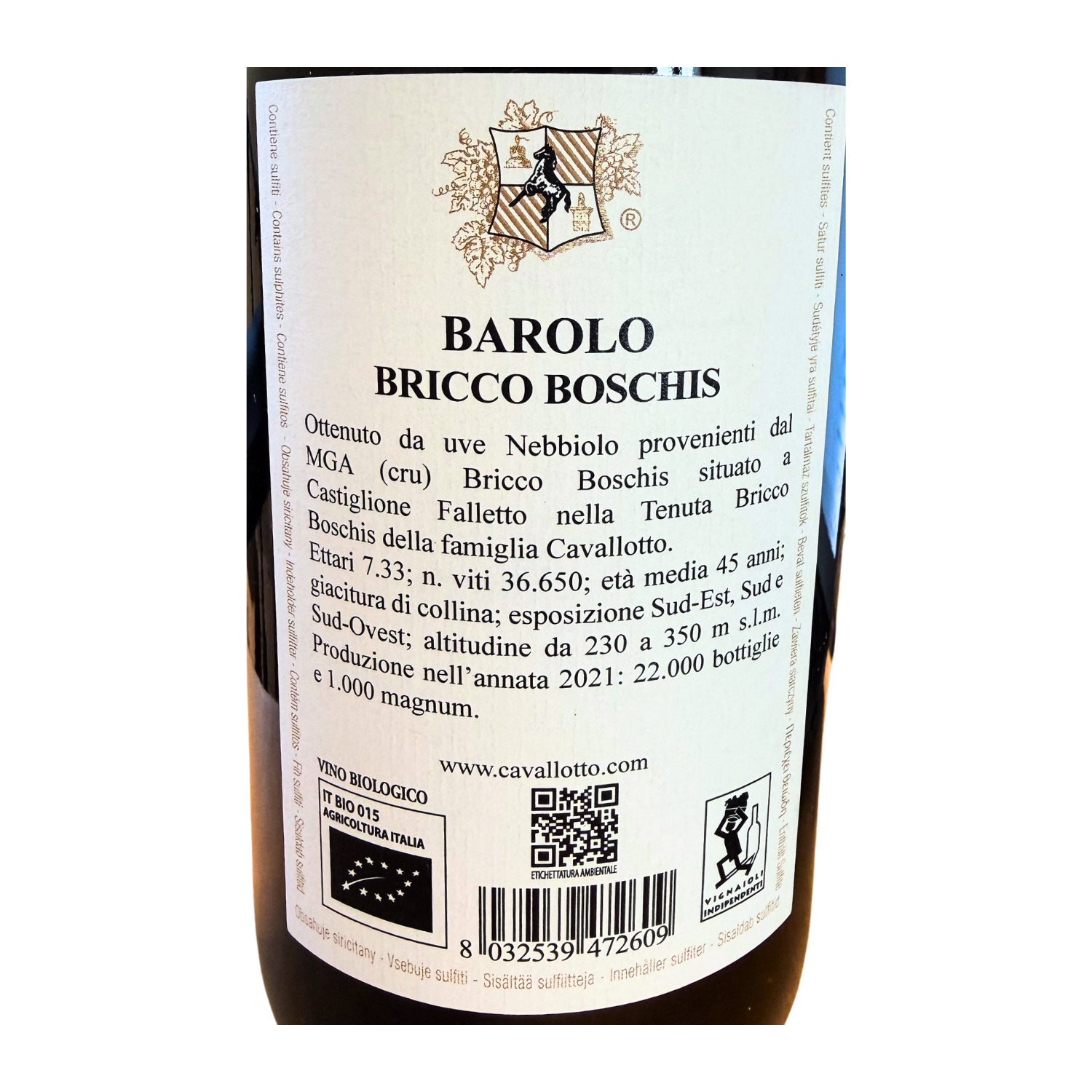 Barolo Bricco Boschis Cavallotto 2021 - label
