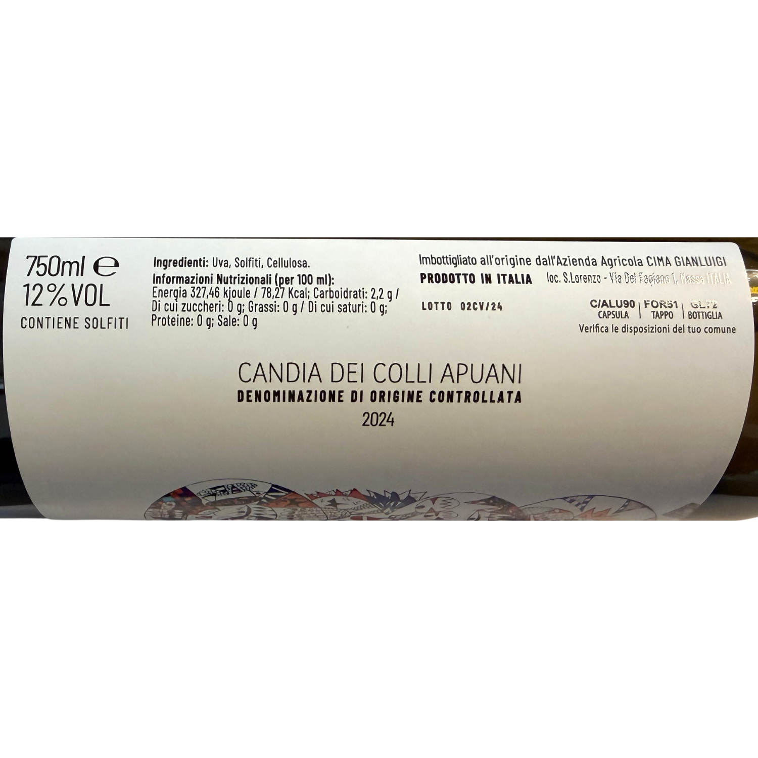 Cima Vermentino – Candia dei Colli Apuani 2024 - label on bottle
