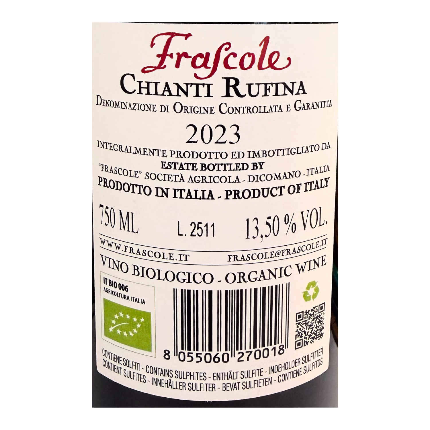 Chianti Rufina DOCG 2023 by Frascole - label