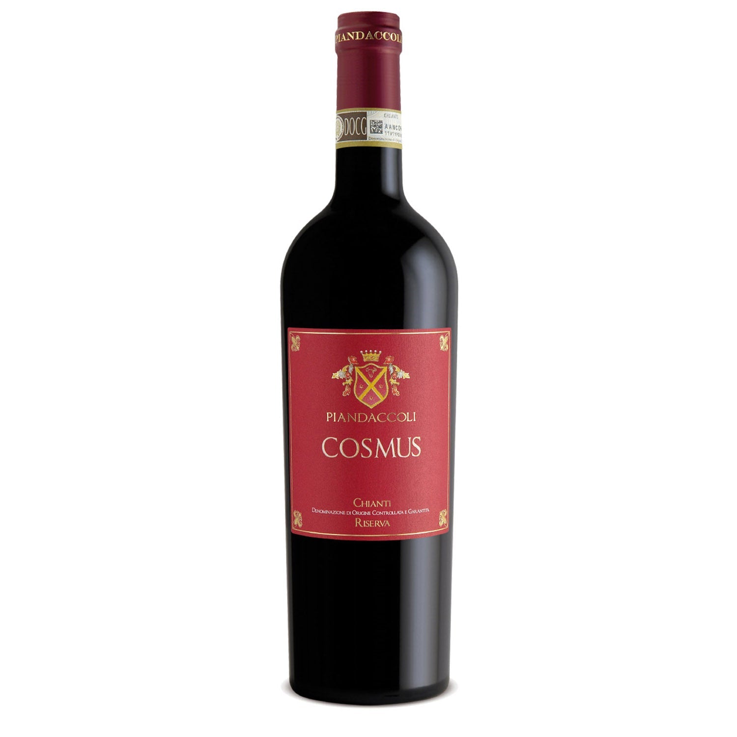Bottle of Cosmus Chianti Riserva 2019 by Piandaccoli, a structured Tuscan red wine from Chianti.