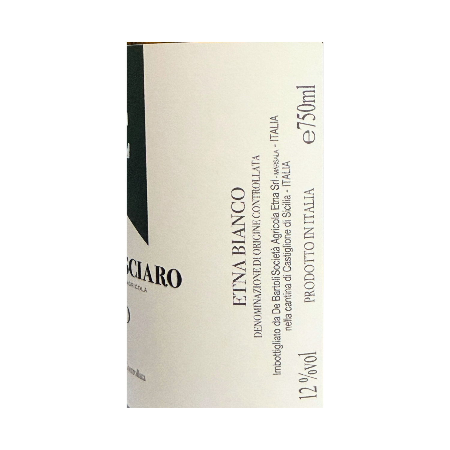 Etna Bianco Tenuta Solisciaro DBE – 2024 - bottle label