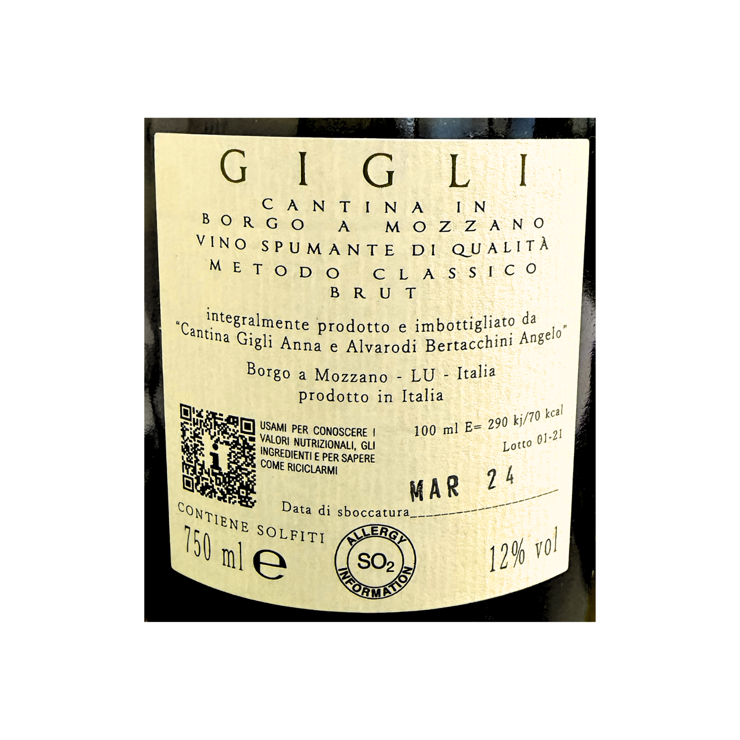 Gigli Metodo Classico Brut – Cantina Gigli – N.V. - label