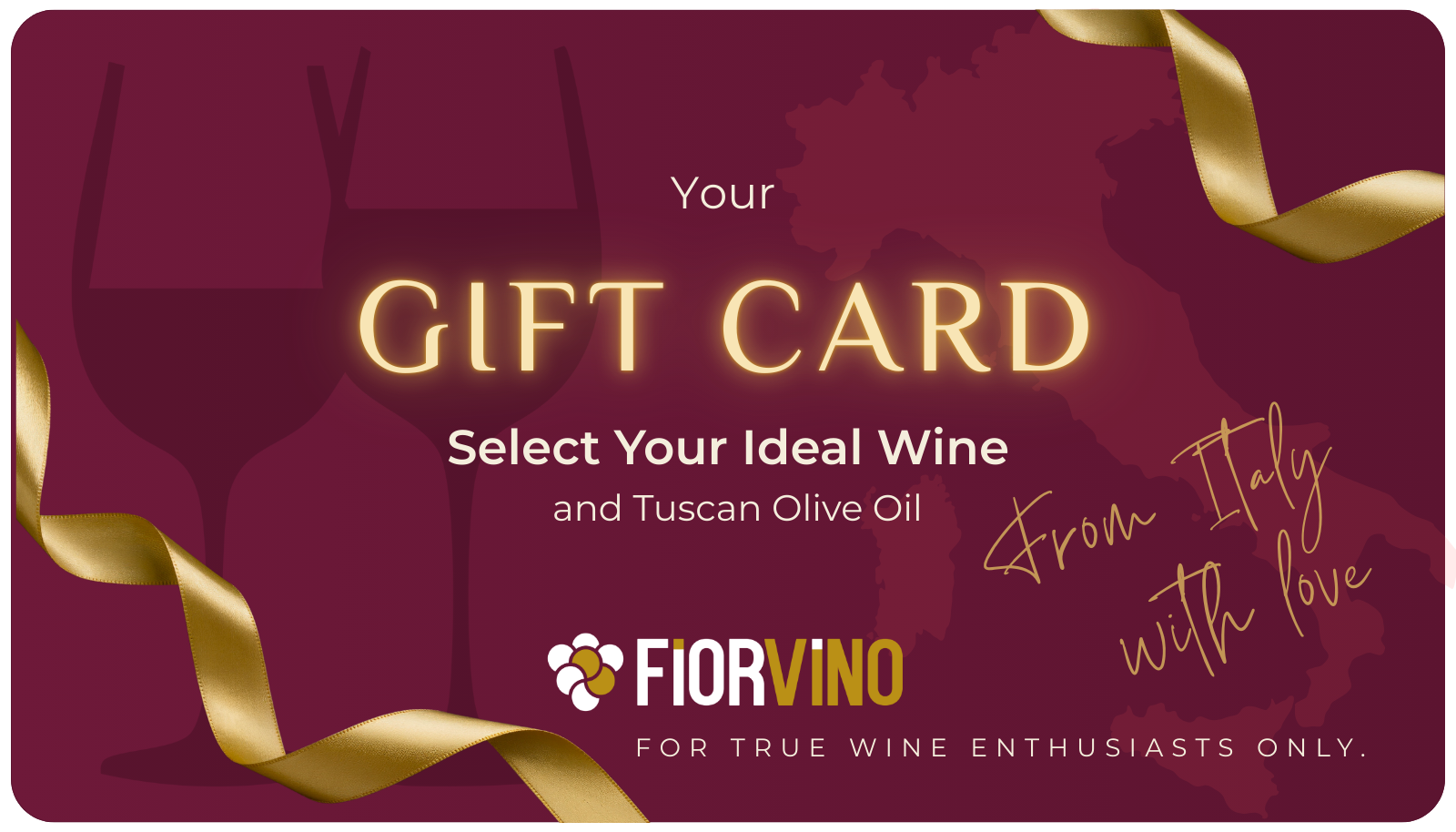 Digital gift card from Fiorvino for Italian wine and organic olive oil purchases