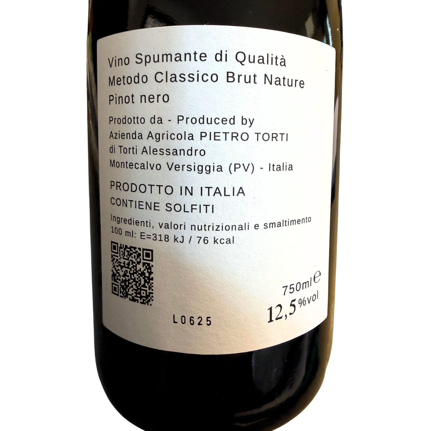 Chiara Torti “Nature” Pinot Noir Brut Nature – Oltrepò Pavese Metodo Classico