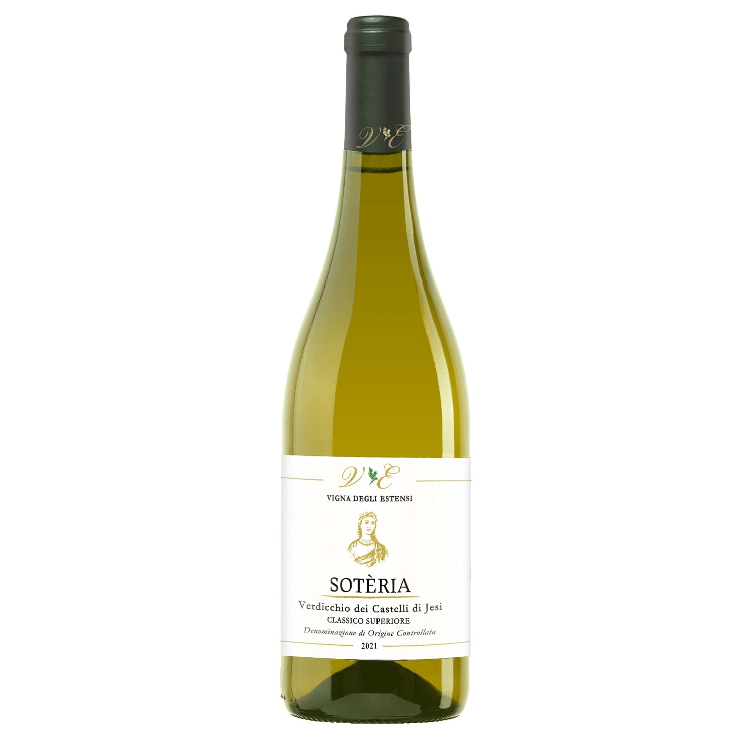 Bottle of Sotèria Verdicchio dei Castelli di Jesi Classico Superiore DOC by Vigna degli Estensi, a white wine from Marche.