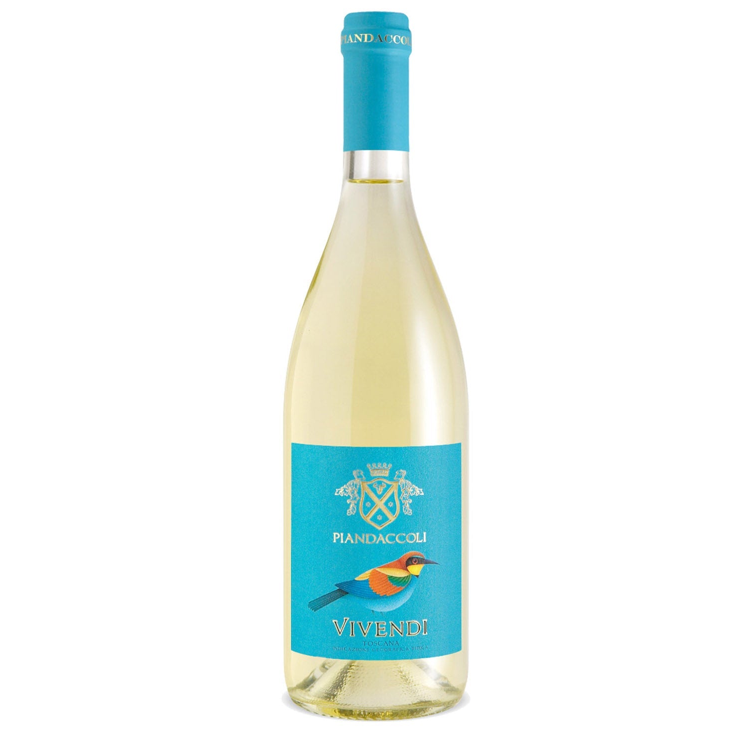 Bottle of Vivendi Toscana Bianco 2024 by Piandaccoli, a Tuscan white wine made from Chardonnay and Malvasia.