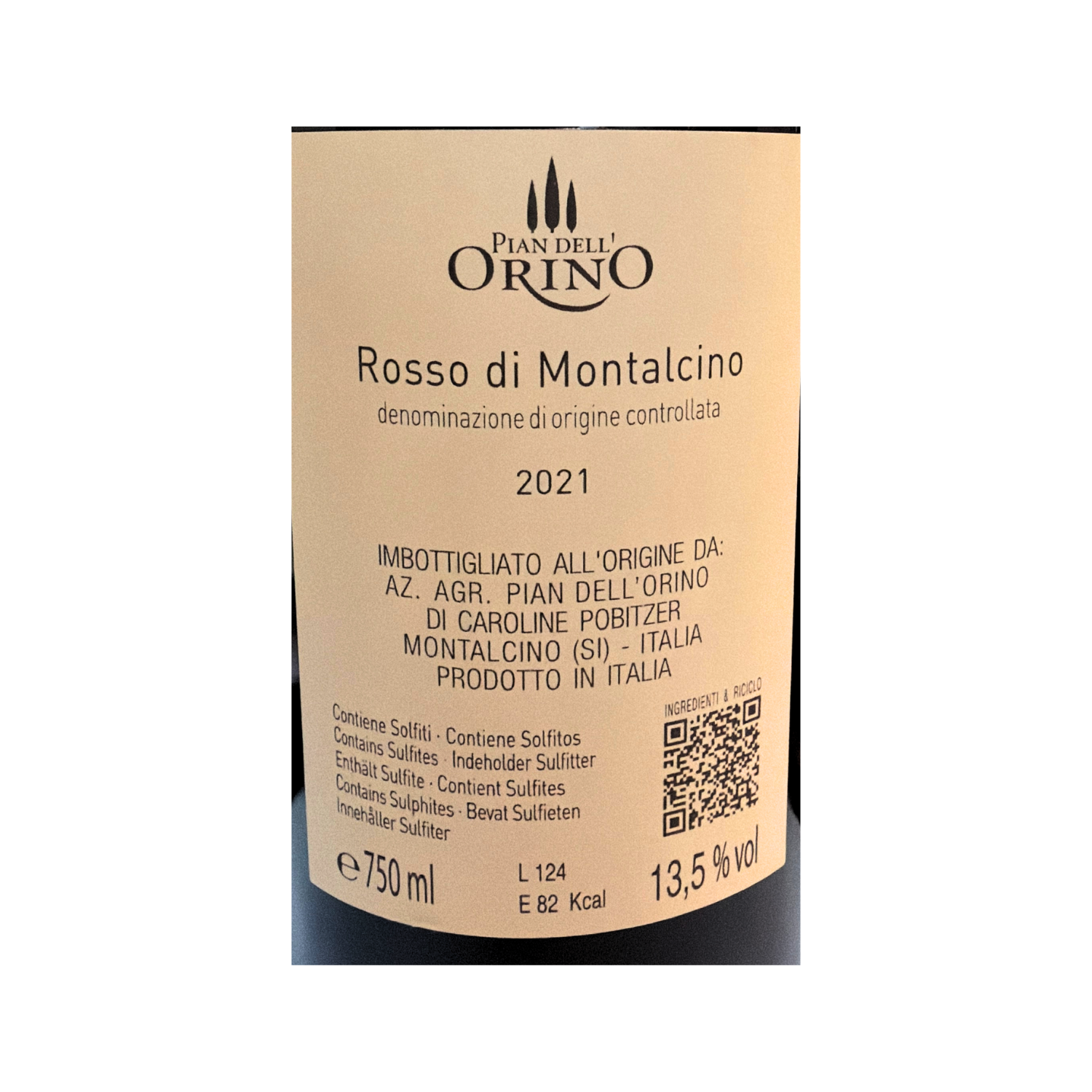 Rosso di Montalcino Pian dell'Orino – 2021 - bottle label