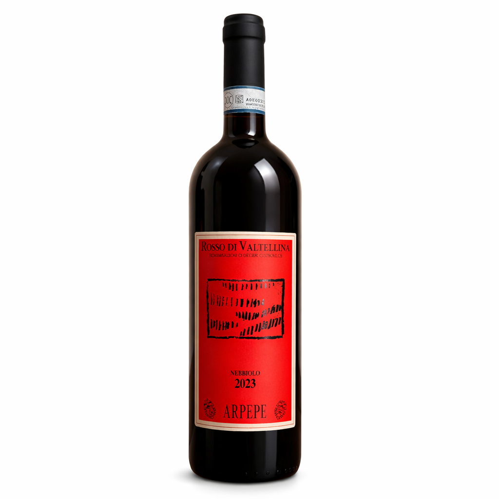 Rosso di Valtellina ARPEPE 2023 Nebbiolo Alpine Italian red wine bottle